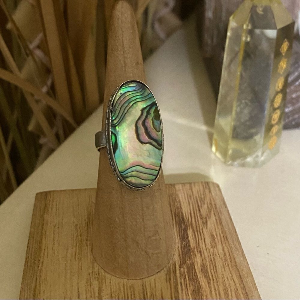 Abalone Sterling Silver Rings Size 61/4